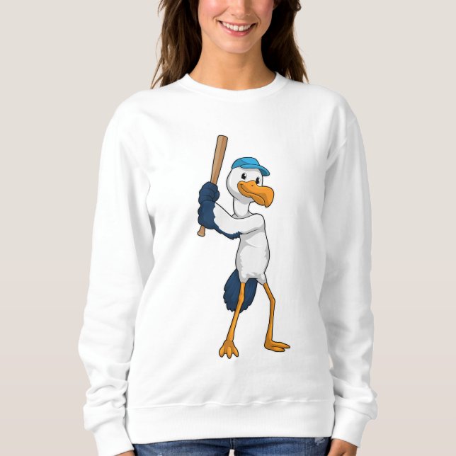 Stork vid Baseball med Baseball fladdermus T Shirt (Framsida)