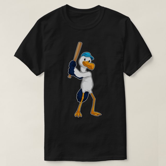 Stork vid Baseball med Baseball fladdermus T Shirt (Design framsida)