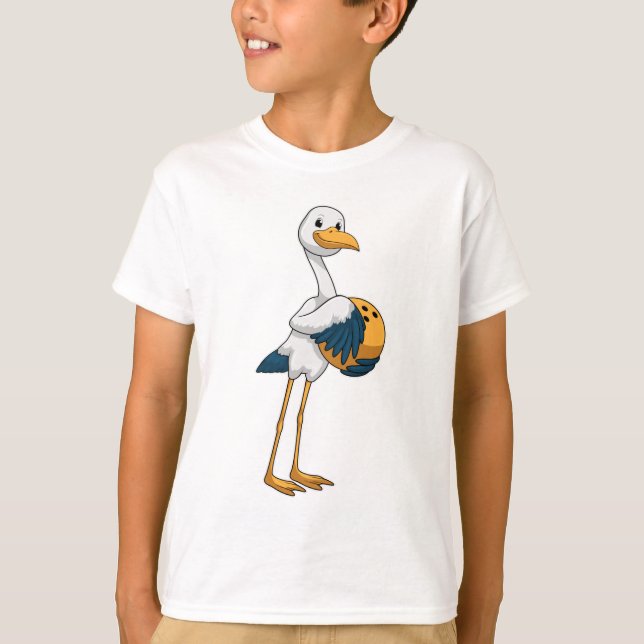 Stork vid Bowling med Bowling ball T Shirt (Framsida)