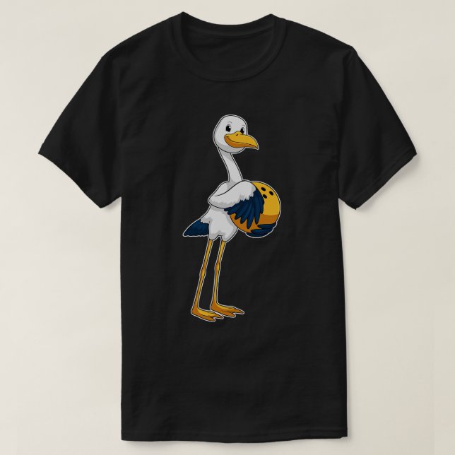 Stork vid Bowling med Bowling ball T Shirt (Design framsida)