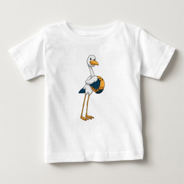 Stork vid Bowling med Bowling ball T Shirt (Framsida)