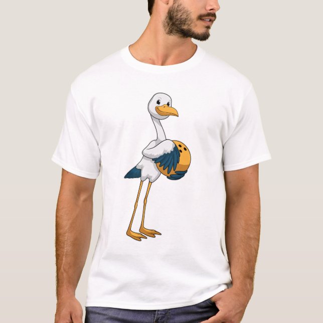 Stork vid Bowling med Bowling ball T Shirt (Framsida)