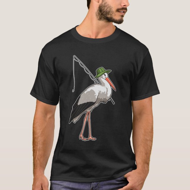 Stork vid fiske med fiskstång t shirt (Framsida)