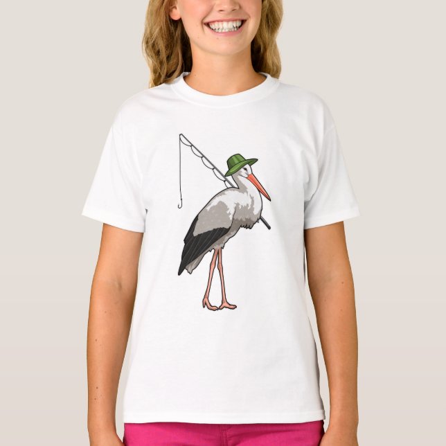 Stork vid fiske med fiskstång t shirt (Framsida)