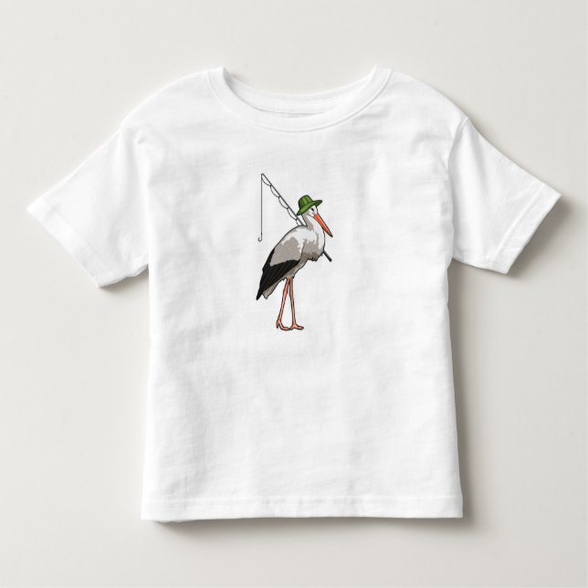 Stork vid fiske med fiskstång t shirt (Framsida)