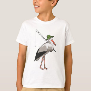 Stork vid fiske med fiskstång t shirt