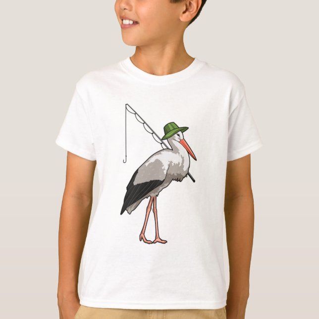 Stork vid fiske med fiskstång t shirt (Framsida)