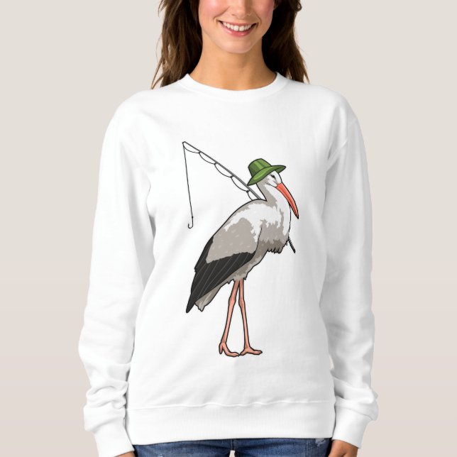 Stork vid fiske med fiskstång t shirt (Framsida)