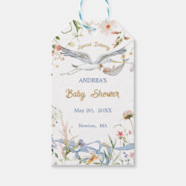 Stork Vildblomma Band Baby Shower  Presentetikett