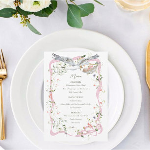 Stork Wildblomribbon och Bow Baby Shower Meny