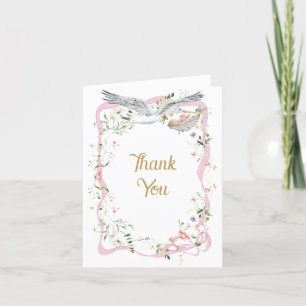Stork Wildblomribbon och Bow Baby Shower Tack Kort