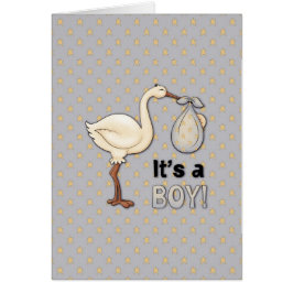 Stork with Baby Boy Hälsningskort