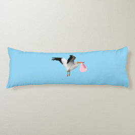 Stork with Baby Girl Body Pillow Kroppskudde