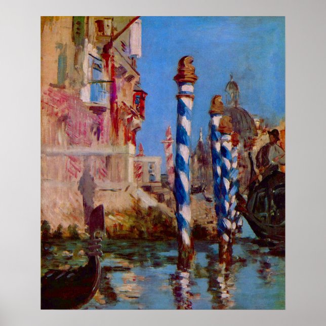 Storkanalen Venedig av Edouard Manet Poster (Framsidan)