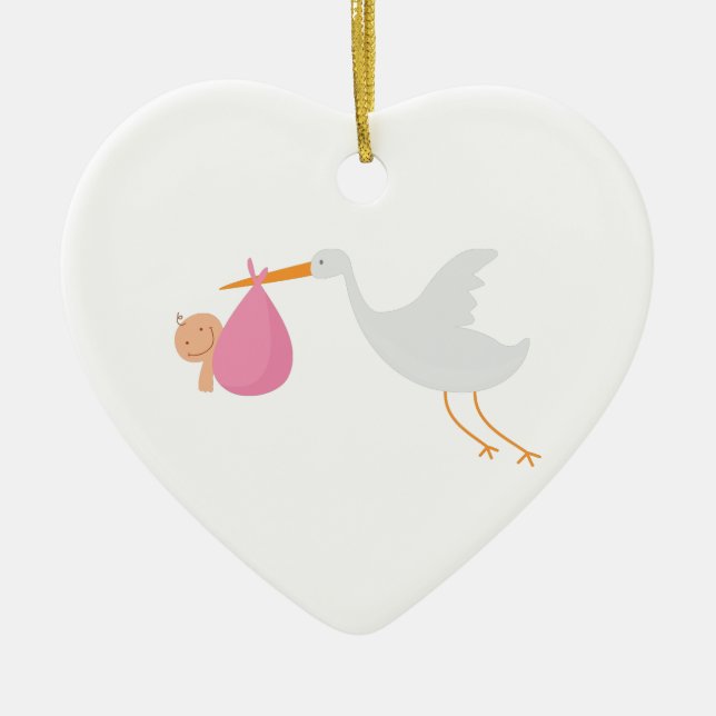 Storkankomst Julgransprydnad Keramik (Framsidan)