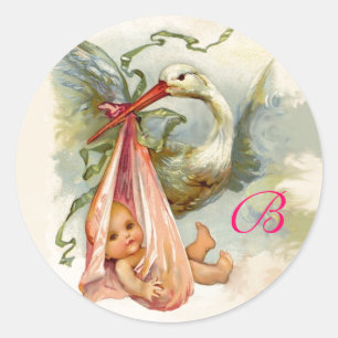 STORKBABY SHOWERMONOGRAM, RUNT KLISTERMÄRKE