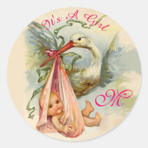 STORKBABY SHOWERMONOGRAM, RUNT KLISTERMÄRKE
