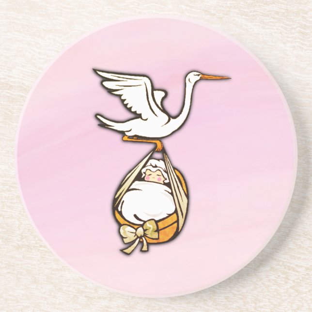 Storken bär en babyflicka underlägg sandsten (Framsidan)