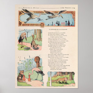 Storken och räven från fablarna poster