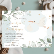 Storkleverans, moln, stjärnor, baby shower via pos