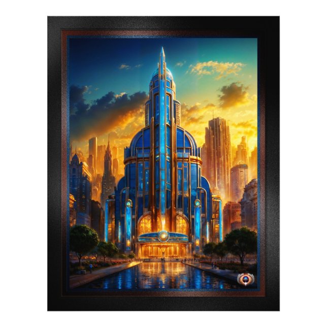 Storkonst Deco Blue Plaza Pavilion från Xzendor 7 Fototryck (Framsidan)