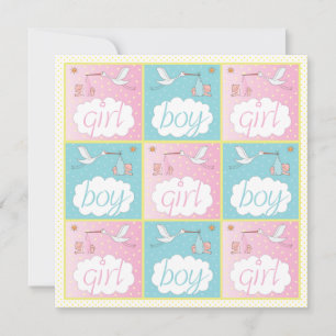 Storks Baby Gender Reveal Party-inbjudan Inbjudningar