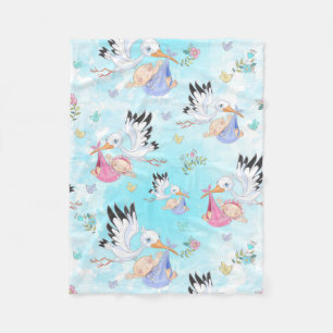 Storks Rosa och Blue Fleecefilt