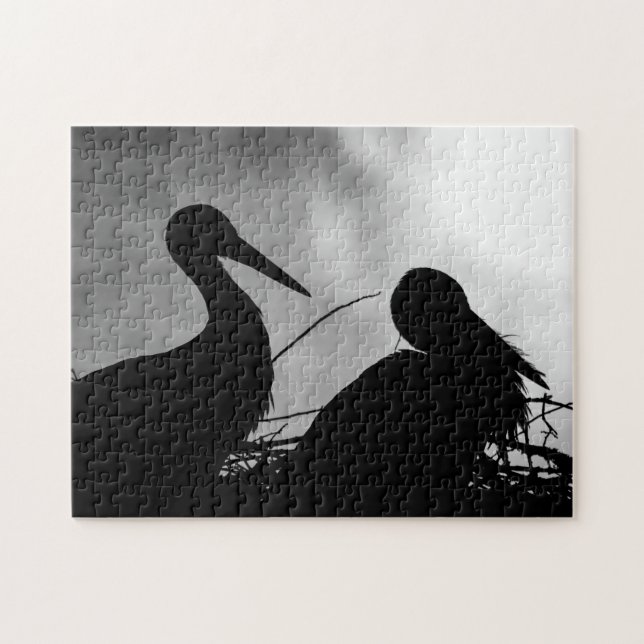 Storks Silhouette, Jigszawa Puzzle Pussel (Horisontell)