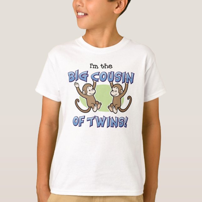 Storkusinen för Twillingar - kungörelse av apan T-shirt (Framsida)