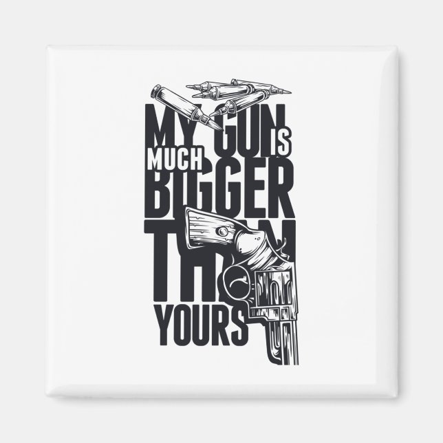 Storlek är inte en lekfull Gun-jämförelsetikett Magnet (Framsidan)