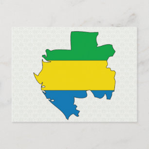 Storlek för Gabon Flagga fullt Vykort