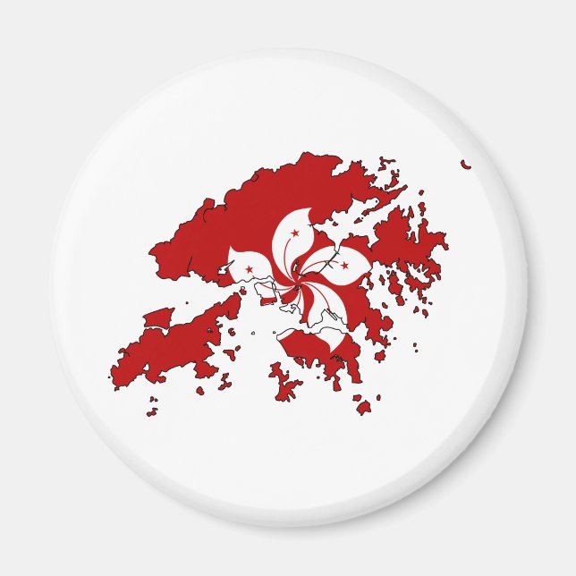 Storlek för Hongkong Flagga Karta fullt Magnet (Framsidan)