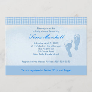 Storlek inbjudan till Baby Feet Blue Baby Shower: