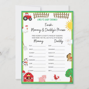 Storlek inbjudan till boskap Baby Shower-spel