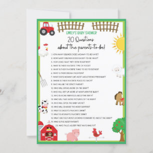Storlek inbjudan till boskap Baby Shower-spel
