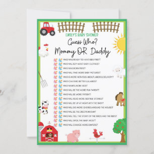 Storlek inbjudan till boskap Baby Shower-spel