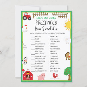 Storlek inbjudan till boskap Baby Shower-spel