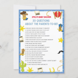 Storlek inbjudan till Cowboy Baby Shower-spel