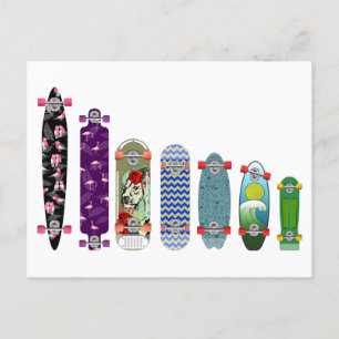 Storlek jämförelse av skateboard vykort