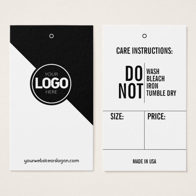 Storlek Märkre för Prisa kläder + vårdinstruktione Visitkort (Framsida & baksida)