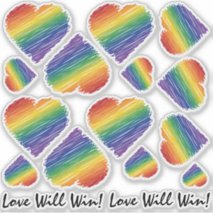 Storlek på Rainbow Scribble Heart Klistermärken