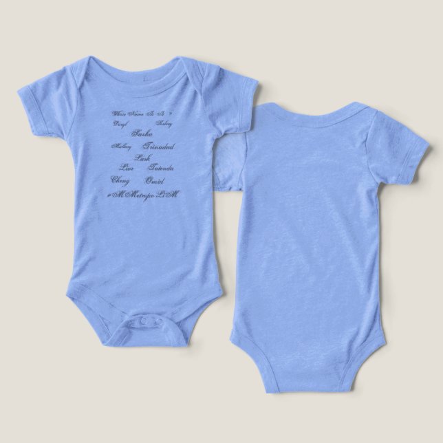 Storlek småbarn/BABY 6-24M UNISEX NAMN FRAMFÖR T Shirt (Design fram och bak)