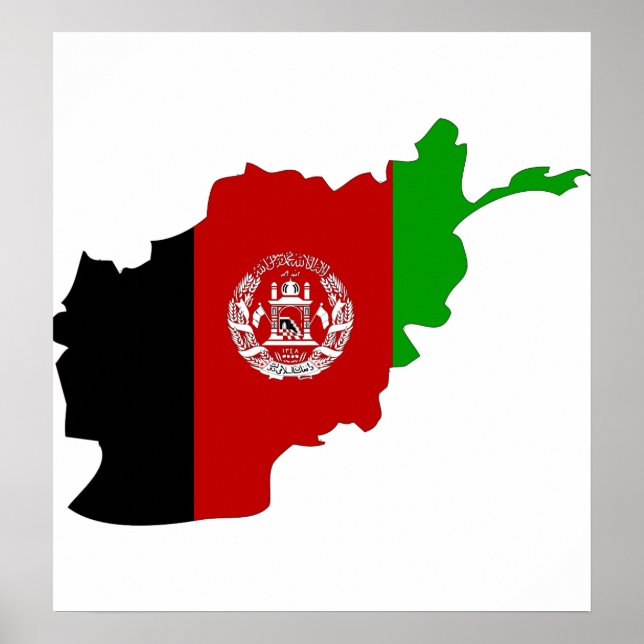 Storleka Afghanistan Flagga Karta fullt Poster (Framsidan)