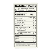 Storleka Burk i Jelly Food Nutrition Facts Label
