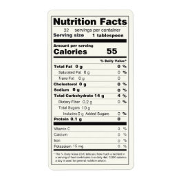 Storleka Burk i Jelly Food Nutrition Facts Label Fraktsedel