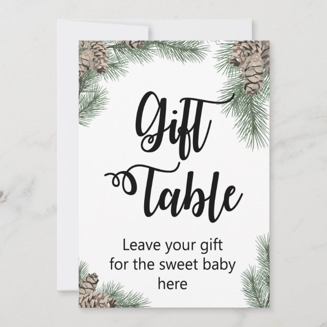 Storleka signatur för babyskor för vinterPinecone  Inbjudningar (Framsida)