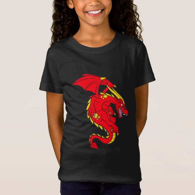 Storlekare röda barndraken t shirt (Framsida)