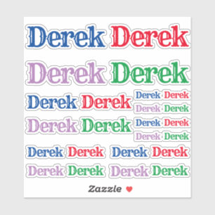 Storleken på Namn Derek Klistermärken