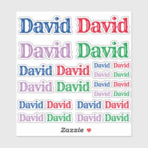 Storlekssortering vid Namn David Klistermärken