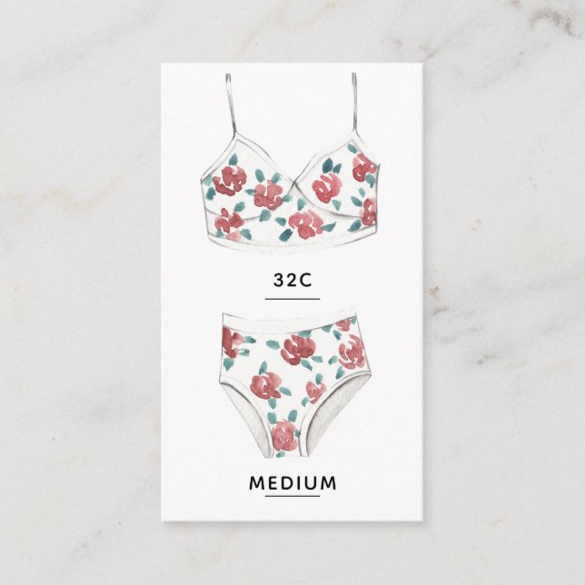 Storlekt inmatningskort för Lingerie Tilläggskort (Framsida)